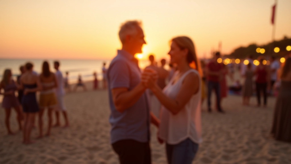 Beachside dance event at sunset on Baltic coast